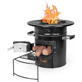 Camping Rocket Stove Outdoor Portable Wood Burning Camp Stove with High Fuel Efficiency, Real Campfire Stove for Outside Bonfire