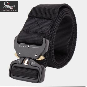 IDOGEAR 1.5 inch Quick Release Tactical Belt Riggers Belts men sports black green nylon BT3404 men outdoor sports (Color: Black, size: 112cm)