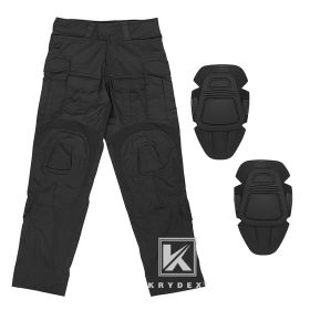 KRYDEX Tactical G3 Combat Pants CP Style BDU Uniform Trousers With Knee Pads For Hunting Outdoor Hiking Men Clothes (Color: BK, size: S(30W))