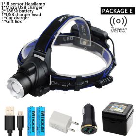 zk30 Body Motion IR Sensor head light V6 LED Headlamp zoomable headlight Inductive bright head lamp camping/fishing headlight (Body Color: T VI, Emitting Color: E)