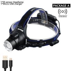zk30 Body Motion IR Sensor head light V6 LED Headlamp zoomable headlight Inductive bright head lamp camping/fishing headlight (Body Color: T VI, Emitting Color: A)