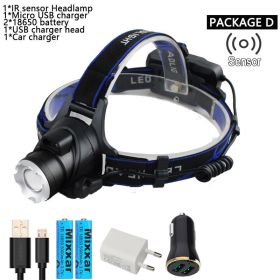 zk30 Body Motion IR Sensor head light V6 LED Headlamp zoomable headlight Inductive bright head lamp camping/fishing headlight (Body Color: T VI, Emitting Color: D)