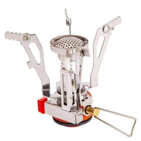 Folding Stove Useful Ultralight Rustproof Portable Folding Outdoor Backpacking Gas Stove Burner Camping Supplies (Color: Silver)